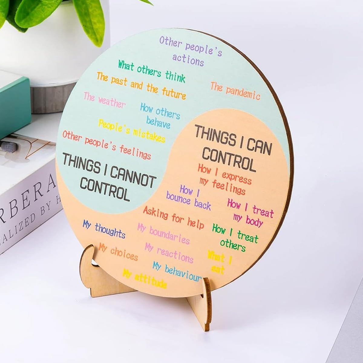 Roue des Sentiments en Bois avec Support 15 cm x 15 cm