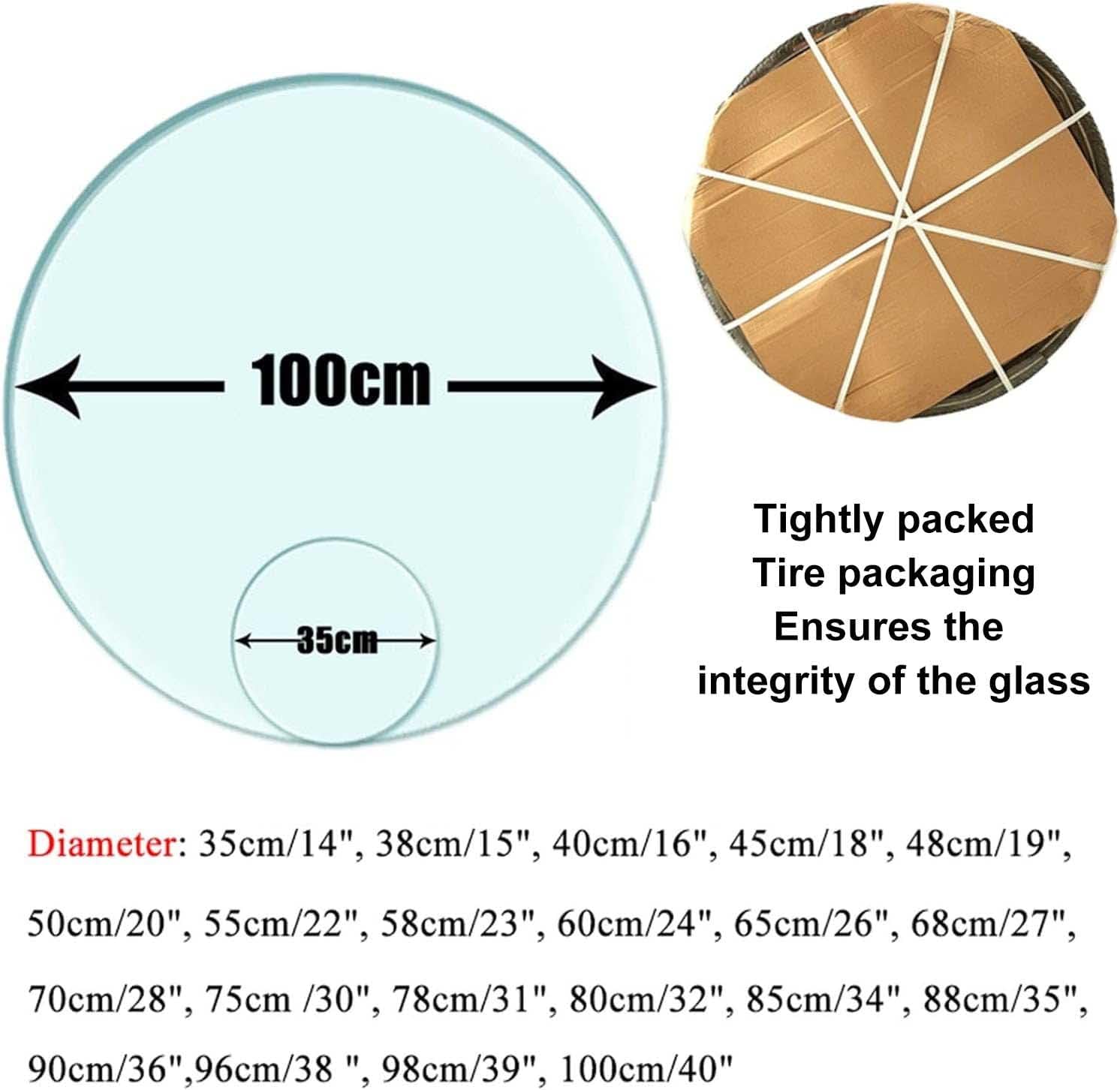 28" Tempered Glass Table Top Round Transparent Table Surface 1/4" Thick Polished Edge For Business Tables, Garden Tables Or Coffee Tables (Size : Ø 35cm(14Inch))