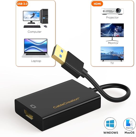 CableCreation USB 3.0 to HDMI Adapter with DisplayLink, USB Display Adapter