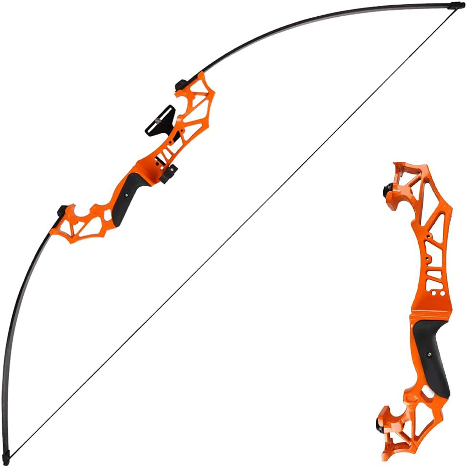 TOPARCHERY Archery Takedown Recurve Bow Hunting Long Bow Alloy Riser - Right Hand Black - Draw Weight 30lbs 40lbs - with Arrow Sight, Arrow Brush (Orange, 30lbs)