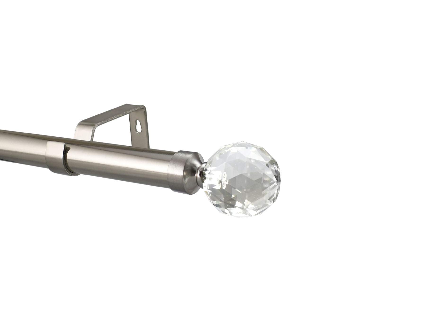 28mm Diameter Extendable Eyelet Metal Curtain Pole Metal Finials Brushed Chrome (3m - 4m Extendable, Milano Finial)