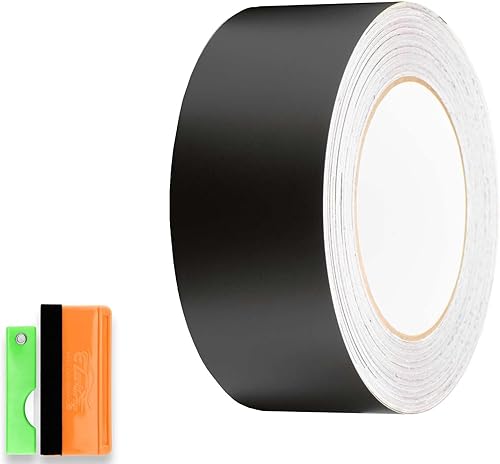 Kit de envoltura de vinilo negro mate de 2 pulgadas x 25 pies, calcomanía adhesiva para oscurecer cromo, cubrir molduras de ventana y puerta,