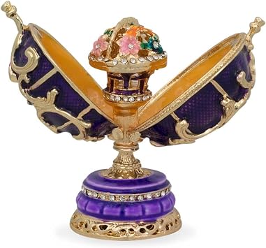 BestPysanky 1899-1903 Spring Flowers Royal Imperial Easter Egg 3.4 Inches