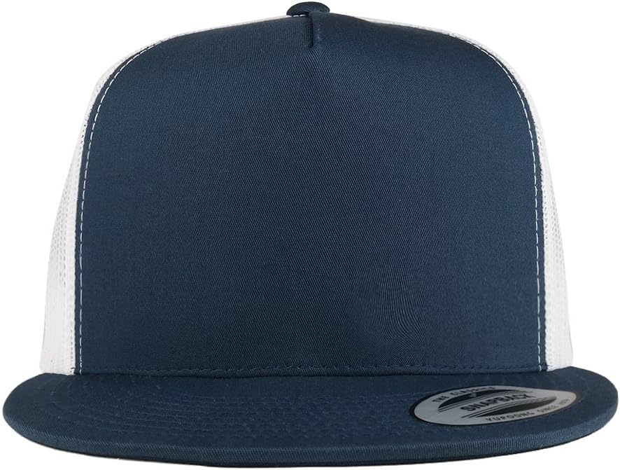 Trendy Apparel Shop Structured Plain 5 Panel 2 Tone Flatbill Mesh Classic Snapback Cap