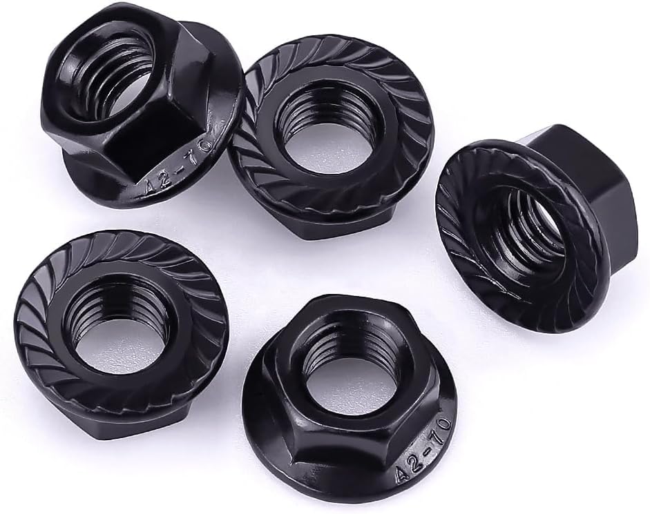M4-0.7 Hex Head Serrated Flange Nuts, 304 Stainless Steel 18-8 Hexagon Head Flange Nuts for Home Automotive DIYer, Black Oxide Finish, Hex Drive, 100 PCS