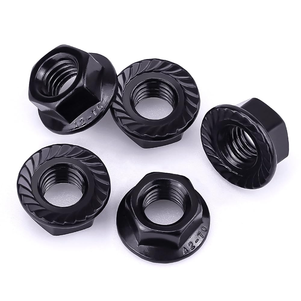 #8-32 Hex Head Serrated Flange Nuts, 304 Stainless Steel 18-8 Hexagon Head Flange Nuts for Home Automotive DIYer, Black Oxide Finish, Hex Drive, 50 PCS