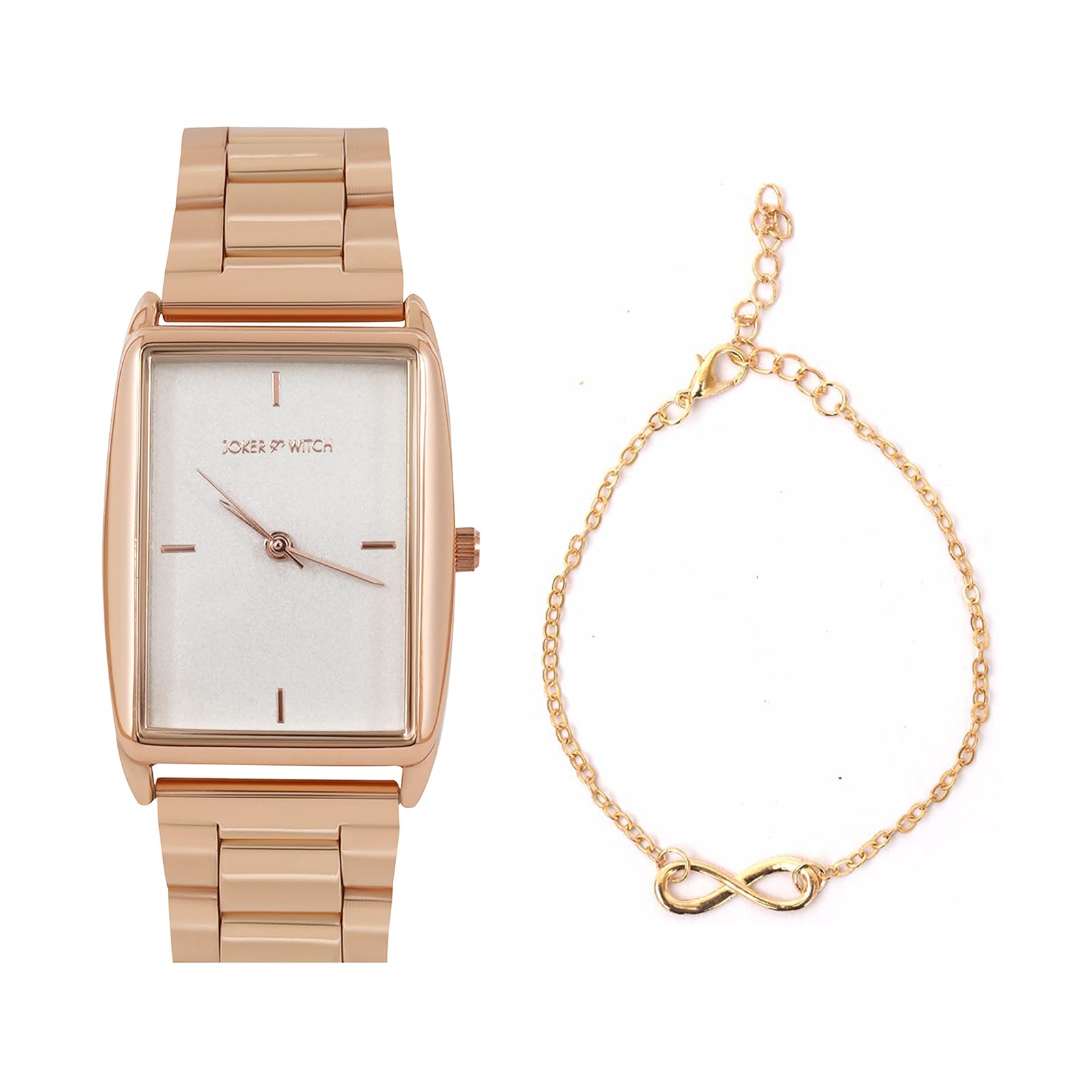Joker & Witch Stainless Steel Women Cabaret Rosegold Analog Watch Bracelet Stack, White Dial, Rose Gold Band (B0C7L78VLY) Amazon Price History, Amazon Price Tracker