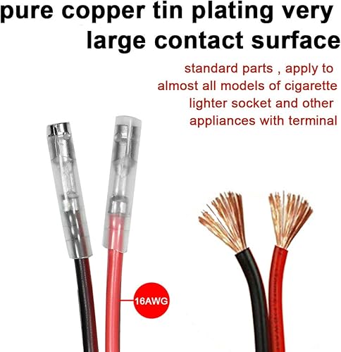 Miniatura 5 de HUIQIAODS 12 V repuesto encendedor de cigarrillos divisor macho enchufe con cables y luz LED y cable de extensión con protección de fusible 15A 20A