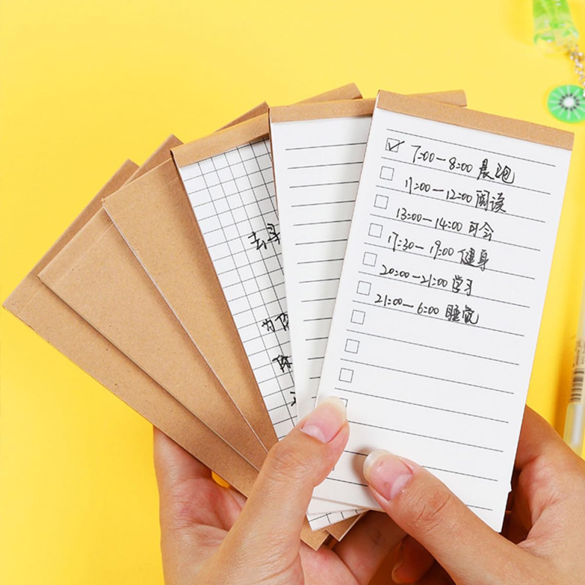 DONFAMDS 8 Pcs Tearable Notepads Memo Pads Set with Grid, Lined, Todo, and Blank Pages Kraft Paper Portable Stationery for Office, School, and Personal Note Taking