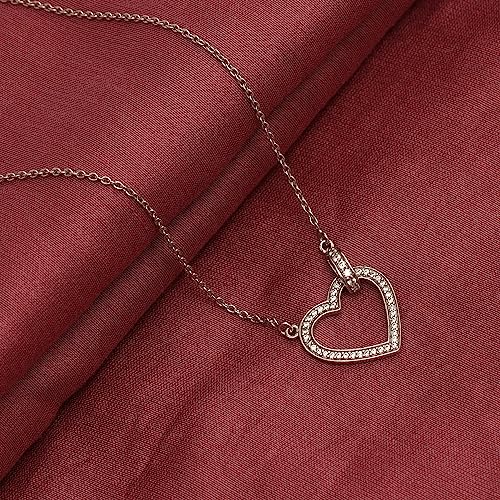 Image of TRUESILVER ACPL 925 Sterling Silver BIS Hallmarked Rhodium-Plated Sparkling Cubic Zirconia Open Heart Pendant Cable Link Chain Necklace for Women and Girls 18 Inches