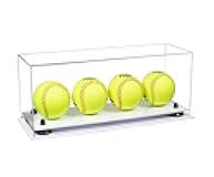 Better Display Cases Acrylic Four Softballs Display Case with Clear Case, Black Risers, White Base and Plastic Rings 17