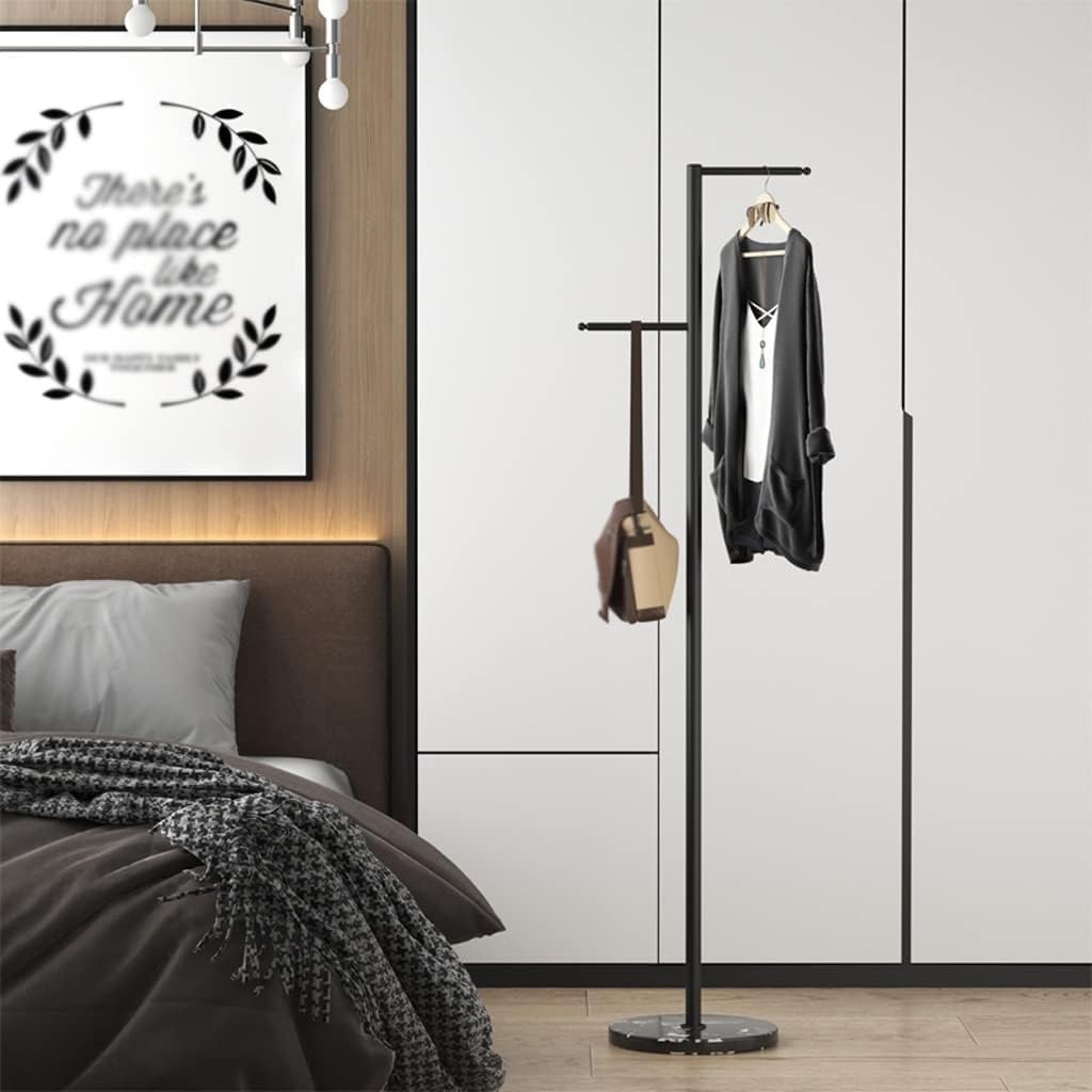 Generisch Garderobenständer, freistehend, Standgarderobe, Garderobenständer, freistehend, Metallbügel, Schlafzimmer, Wohnzimmer, Flur, Regal, Marmor, Hintergrund weiß/schwarz