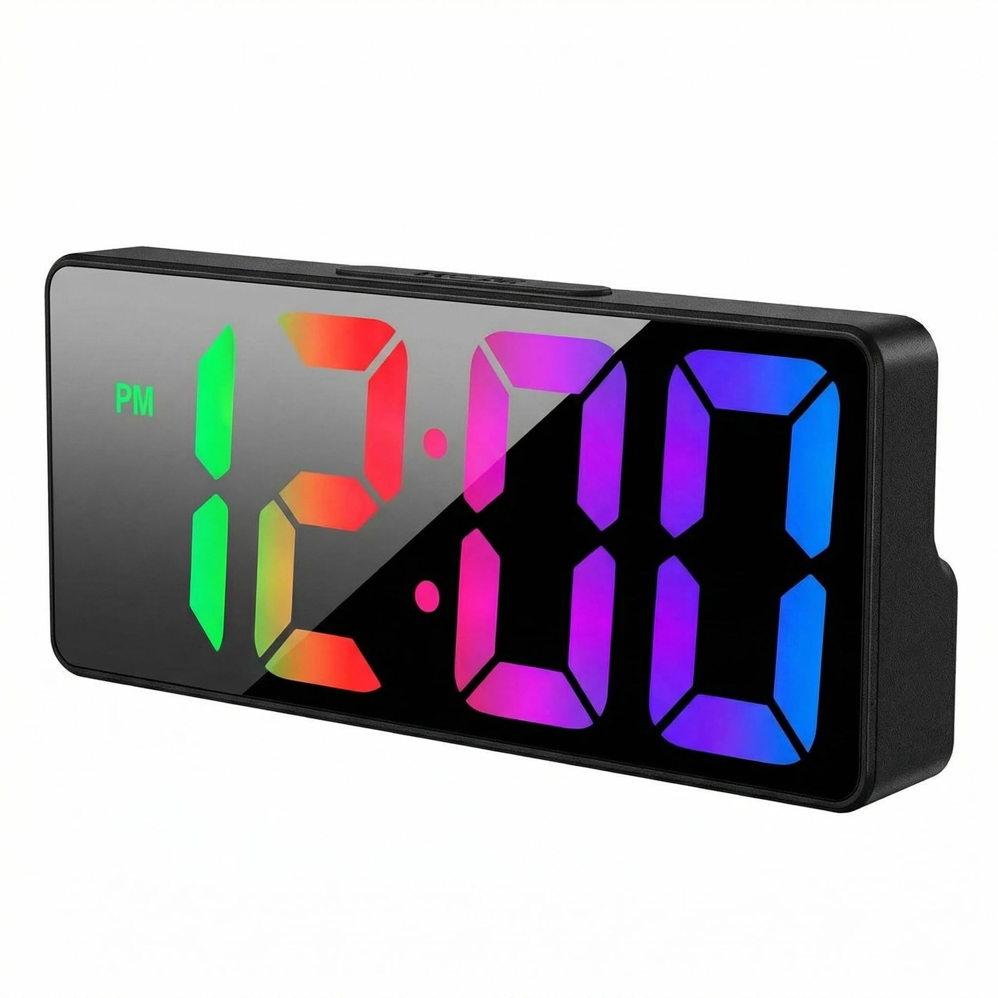 SINJAETRQ Digital Alarm Clock, Digital Clock LED Clock with Big Display, Bedside Alarm Clock, Battery Powered Clock, Alarm Clocks with Snooze Temperature Date Brightness Adjustable for Home Office