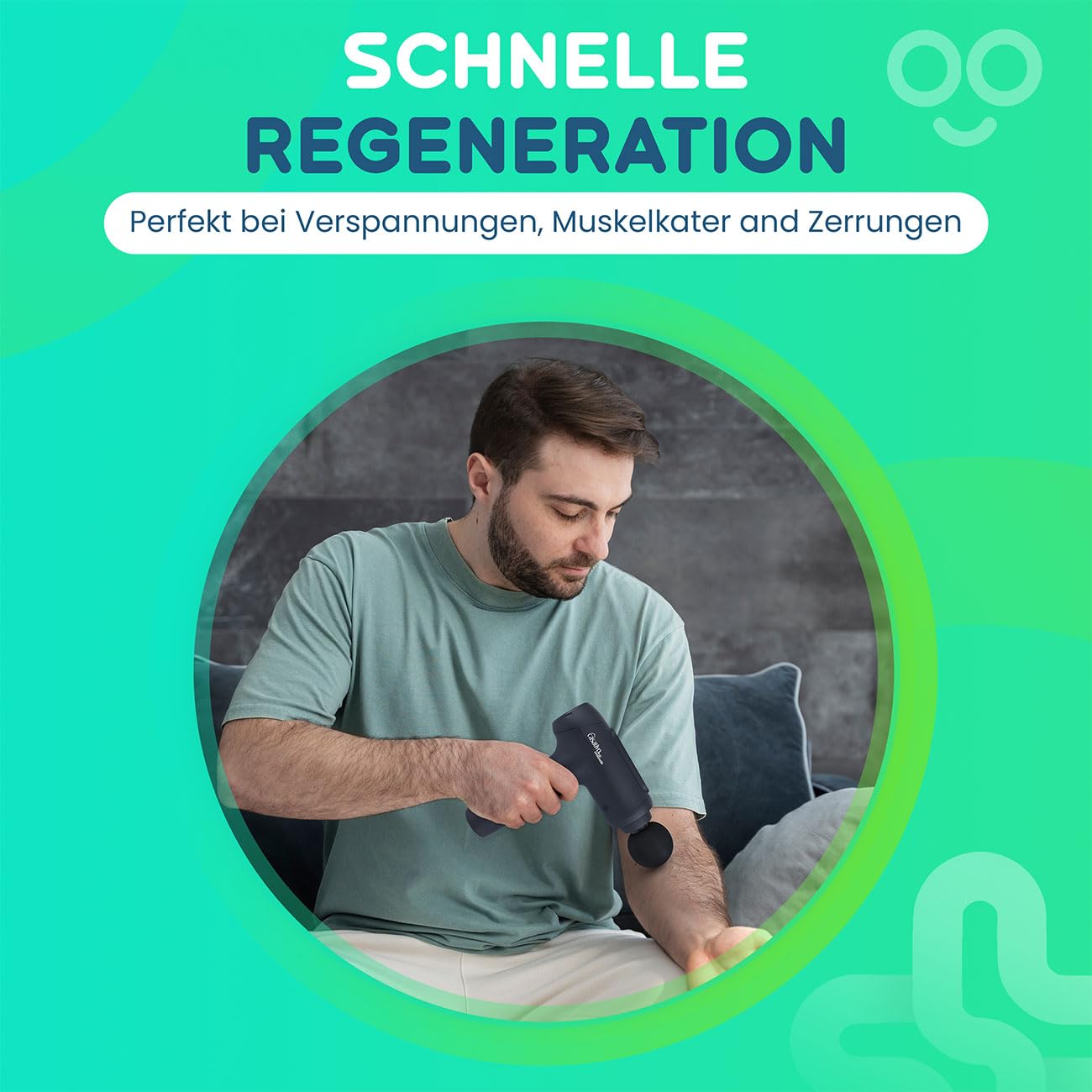 Professionelle Massagepistole, Massage Gun, 6 Köpfe, 20 Intensitätsstufen, Muskel Massagegerät, Akkubetrieb Massagegerät für Oberschenkel, Bauch, Schulter, Nacken und Rücken