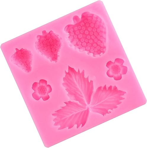 Miniatura 6 de ZiXiang Molde de silicona de fresa, hojas de fresa, moldes de fondant para decoración de pasteles de frutas, decoración de cupcakes, arcilla