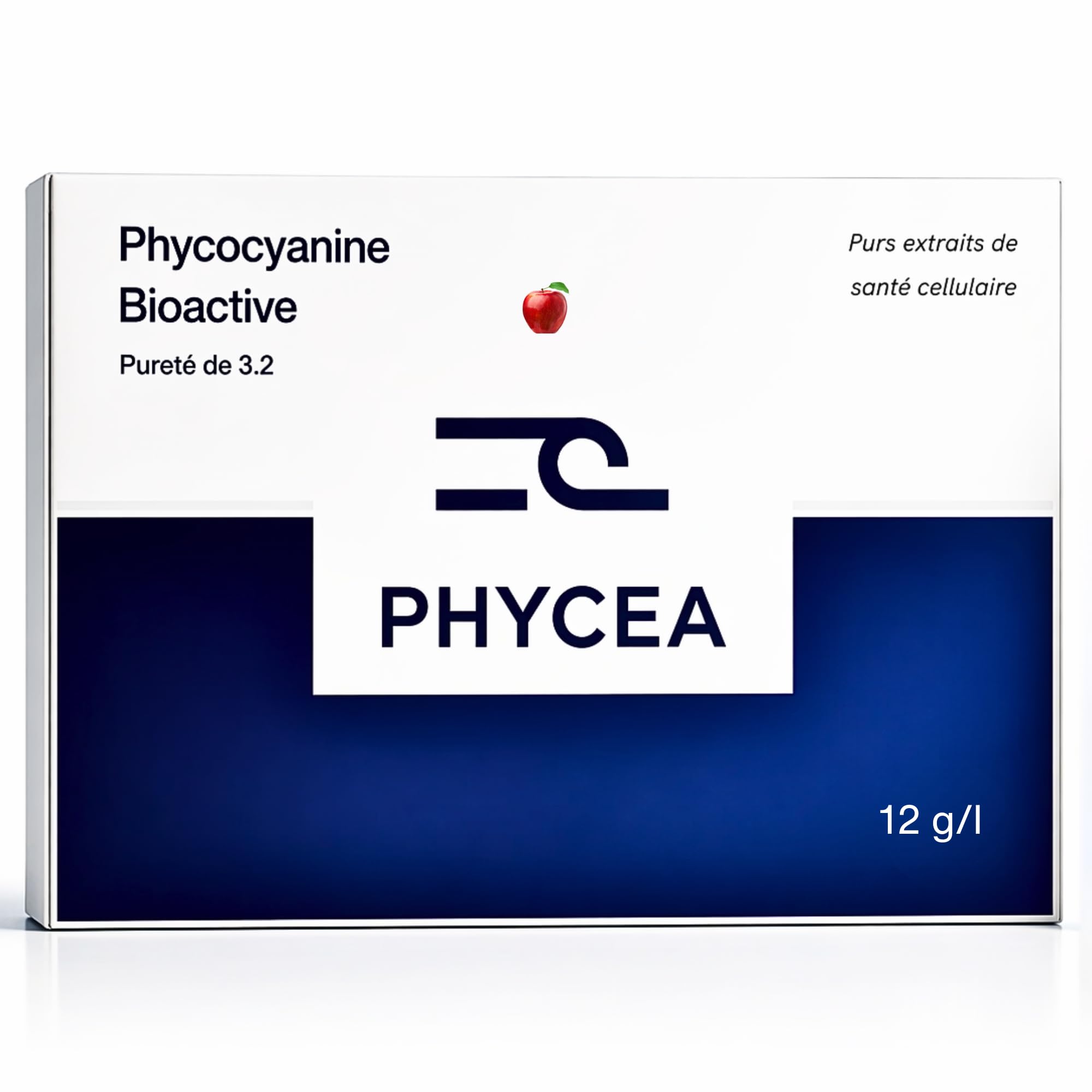 Ficocianina francesa Premium 12000 mg/L – Deporte y rendimiento – Alta concentración – Dosis optimizada – Espirulina azul – 100% natural – Phycéa 12 manzana (manzana)