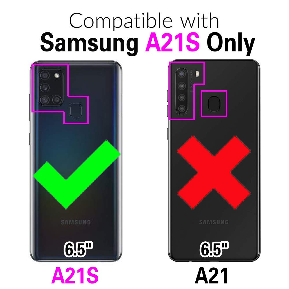 Furiet Wallet Case for Samsung Galaxy A21S with Detachable Wrist Strap, Shoulder Strap, Multiple Card Slots Folio Purse, Luxury PU Leather Stand Accessories Cell Phone Cover for A 21S Women Men Black