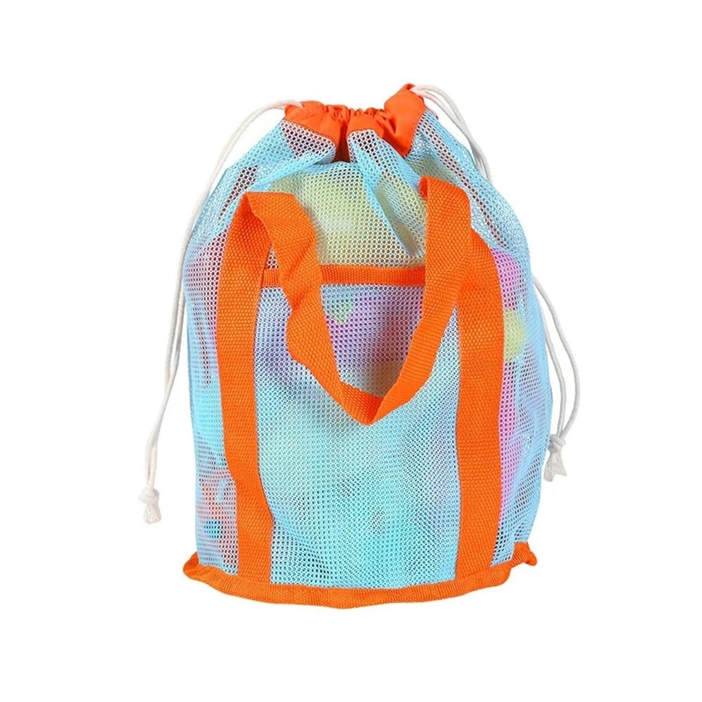 Ropicean Foldable Drawstring Backpack - Lightweight Portable Beach Toy Storage Bag for Outdoor Activities(Blue orange)
