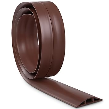 6FT Cord Cover Floor, Brown Cord Hider Floor, Extension Cable Cover Power Cord Protector Floor, Cable Management Hide Cords on Floor- Soft PVC Wire Covers - Cord Cavity: 0.47