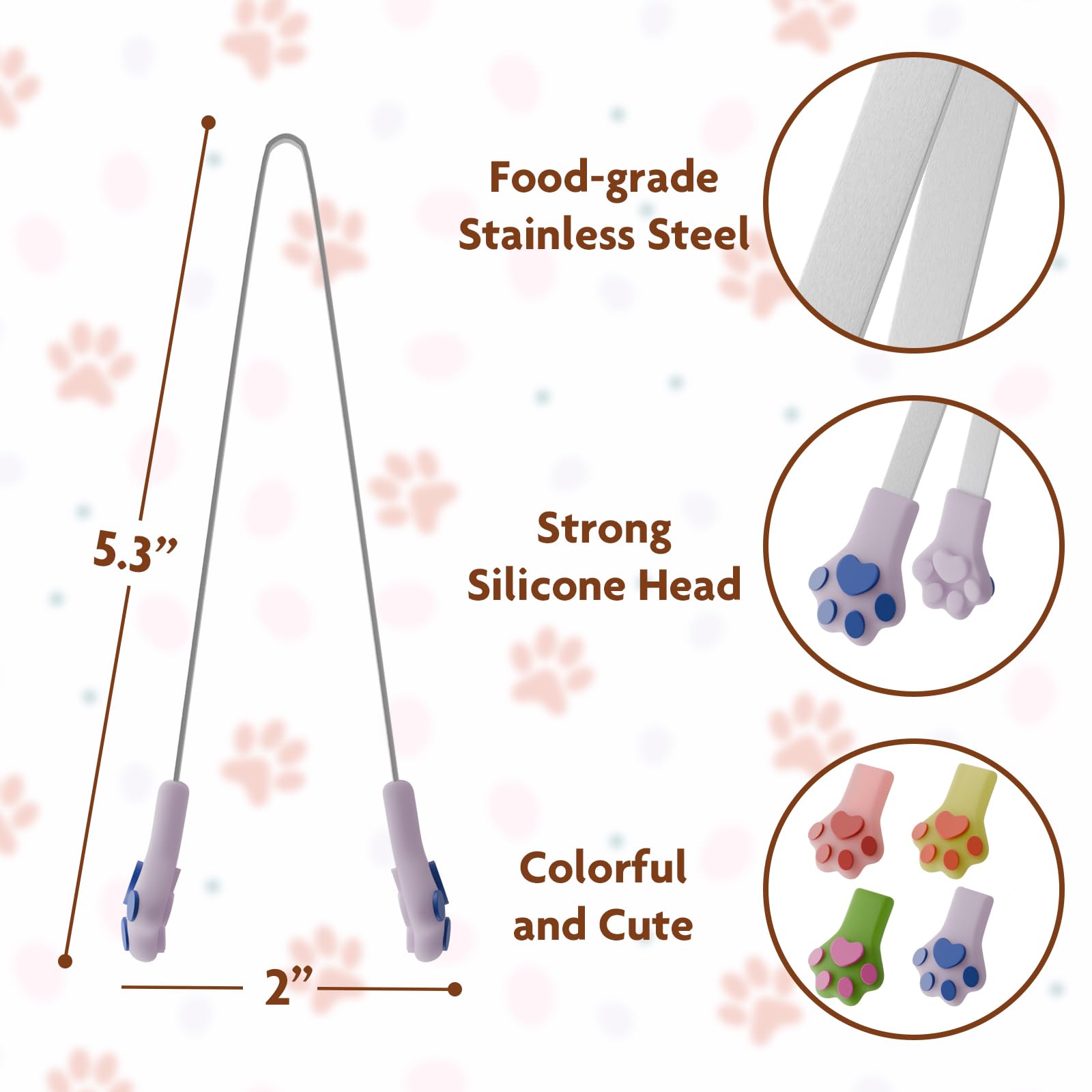 Cute Cat Paw Tongs - 8 Pack Mini Silicone Tongs -2 Cute Cat Paw Tongs - 8 Pack Mini Silicone Tongs -2