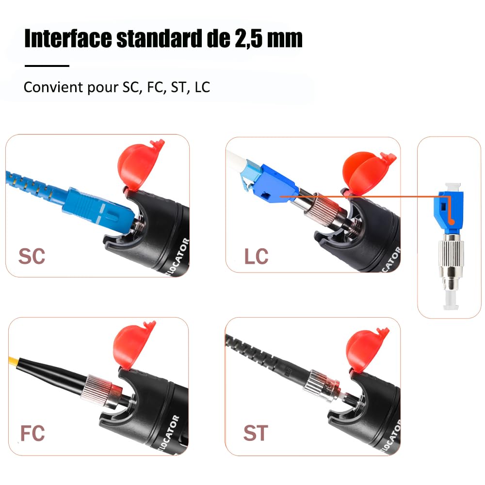 Tester di Cavo a Fibra Ottica, Penna FTTH, Localizzatore Visivo di Guasti 50KM 50mW con Adattatore FC-LC per Ingegneria a Fibra Ottica