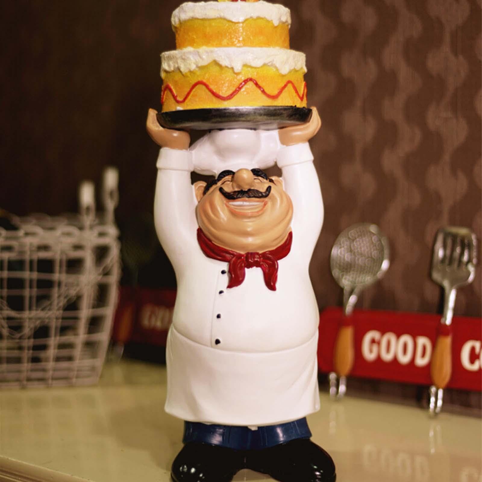 Statua da Chef, Statuetta Decorativa Moderna in Resina, Creativa da Tavolo, Mensola, Cucina, Bar, Decorazione per La Casa