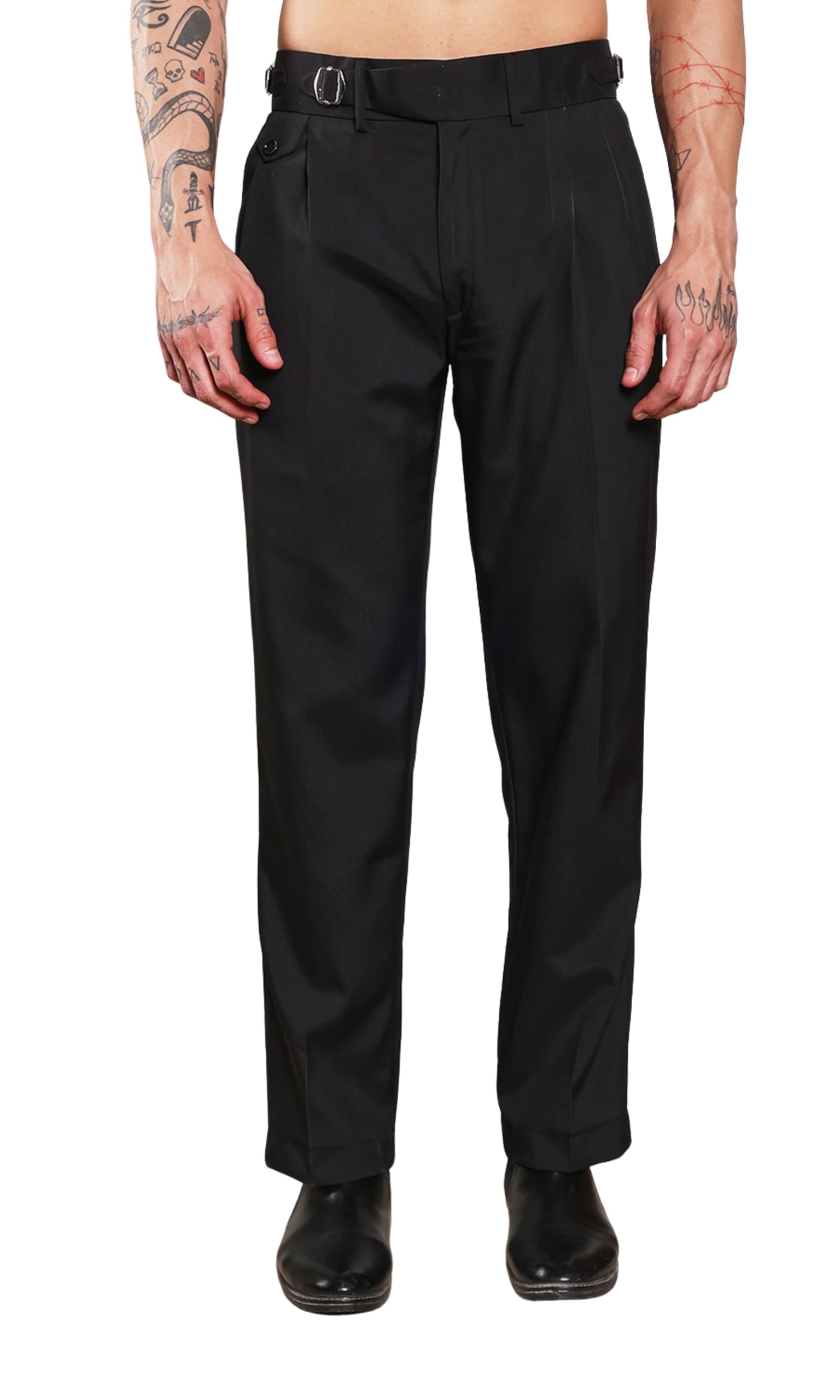 Gurkha Pants for Men | Trouser for Men | Formal Pant | Loose Fit High Waist Pleated Casual Trousers | Vintage Straight Leg Pants for Office Smart Casual Travel Party-picture-19