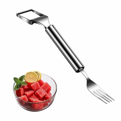 2-in-1 Stainless Steel Watermelon Slicer & Fork | Easy Cut,