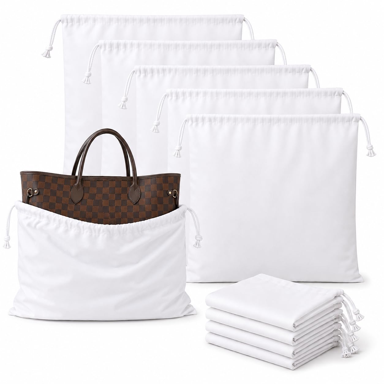 varu Cotton dust Bags for Handbags | Washable Cotton Handbag Covers for Storage | Dust Cover Storage Bags for Handbags, Purses, Shoes | Travel Storage Pouch with Drawstring Closure(Pack of 5-20 * 20)-picture-21
