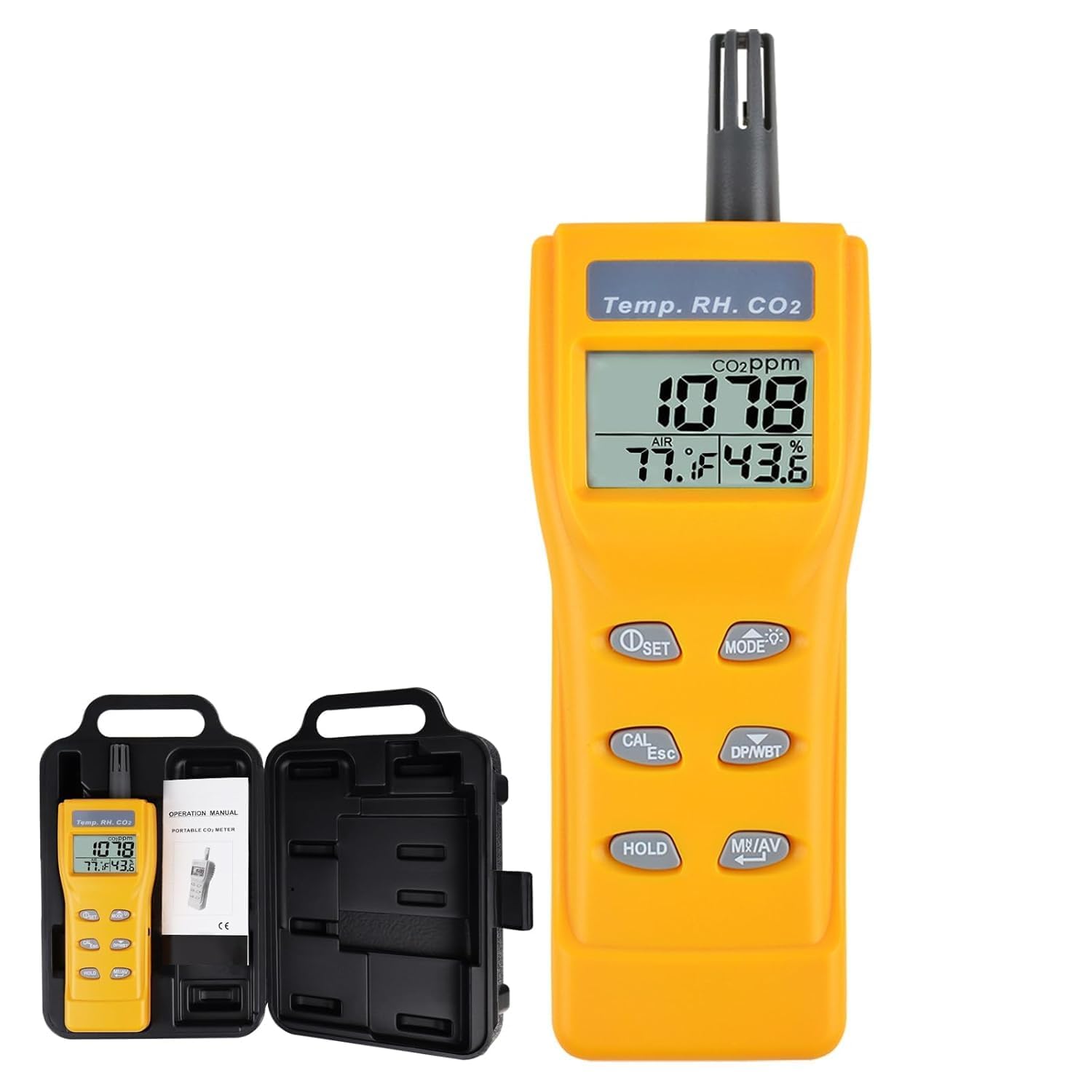 Bequest Portable Digital Carbon Dioxide Temperature Humidity Indoor 9999ppm NDIR Sensor IAQ CO2 Monitor Wet Bulb Temperature (WB) Dew Point (DP) Tester CO2 Monitor for Indoor Air Quality (IAQ)-image-31