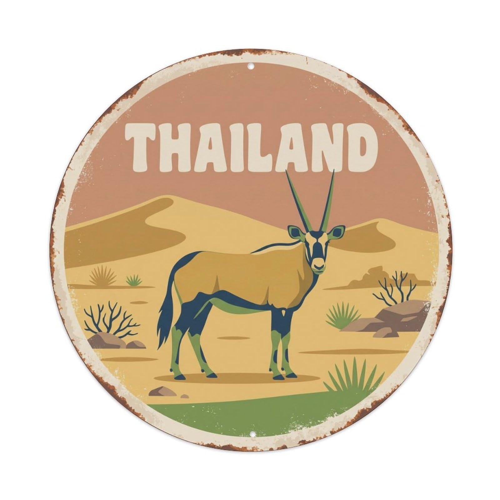 Thailand Oryx Desert Plain Metal Tin Sign