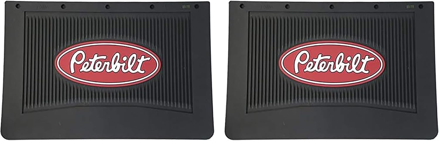Set of 2 Peterbilt Motors 18" x 12" Heavy Duty Rubber Semi Truck Mud Flaps with Bolt Kit