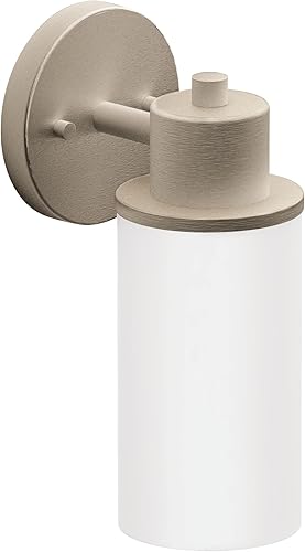 Moen DN0761BN Iso - Accesorio de tocador de baño de doble montaje con 1 luz con vidrio esmerilado, níquel cepillado
