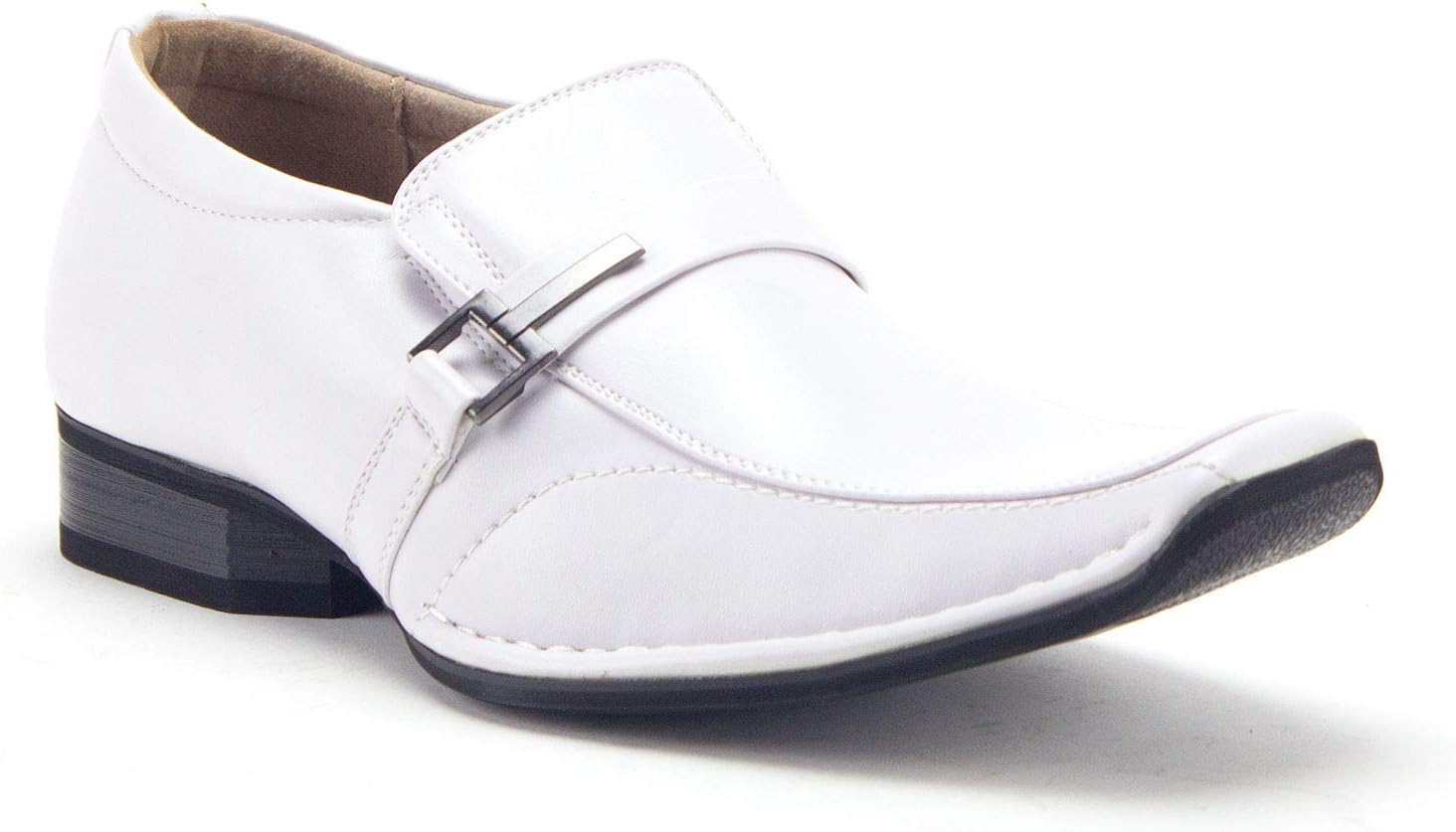 Men's 31192 Classic Square Toe Slip On Moc Toe Loafers Dress Shoes, White, Sz 7.5