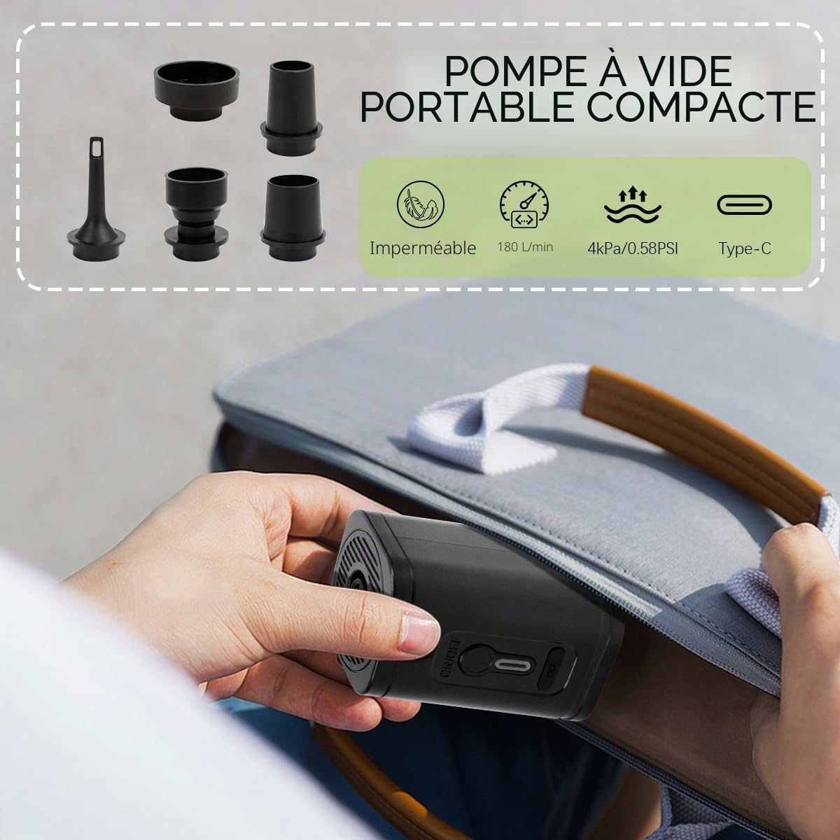 Sac Compression Voyage avec Pompe Sans Fil, Sac Sous Vide Vetement Aspirateur Réutilisable, Sacs Sous Vide Pour VêtementsSac Rangement Vetement de Voyage, Literie, Déménagement, (Lot de 2 + Pompe)