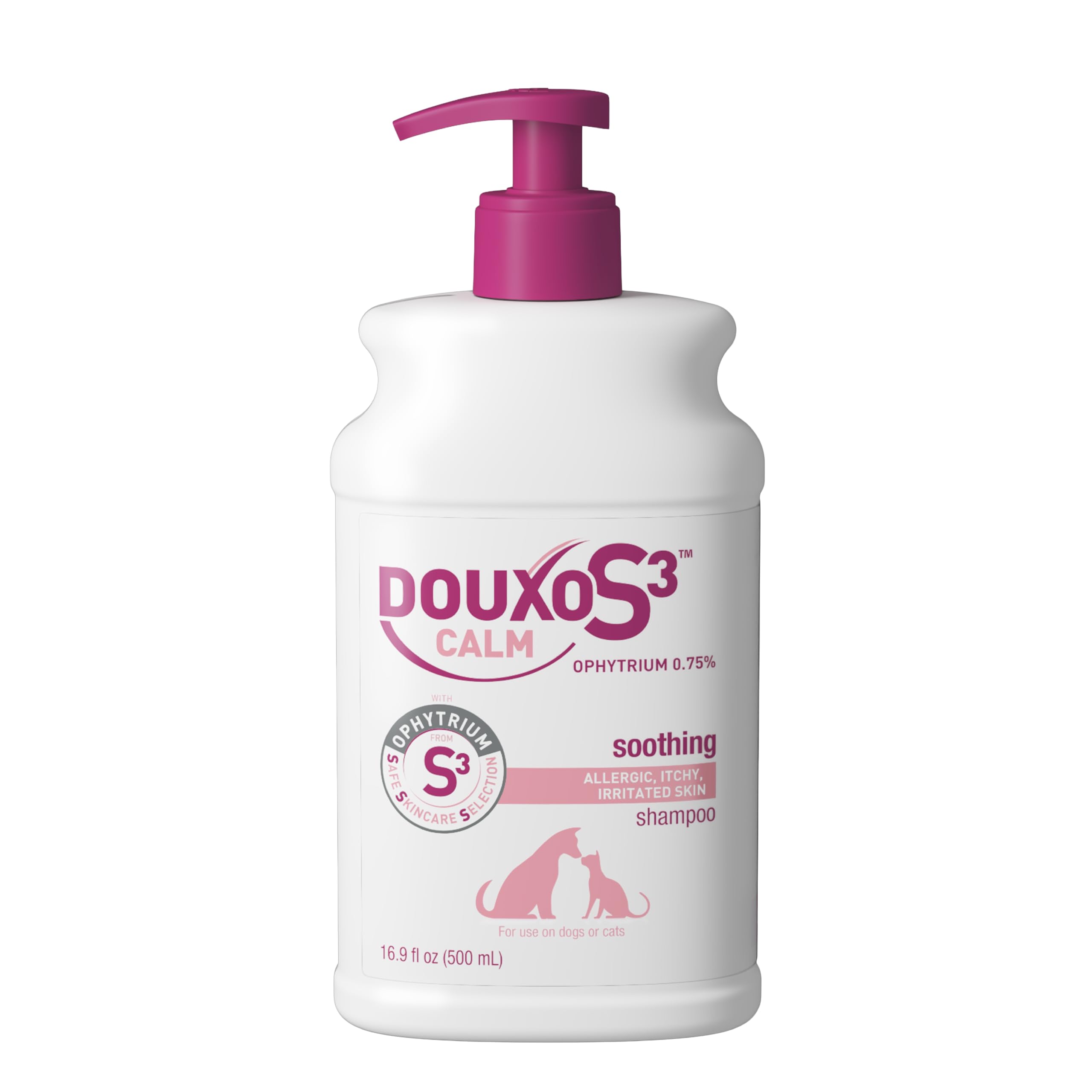 Douxo S3 Calm Shampoo, Contains 0.75% Ophytrium, Soothing, For Itchy, Irritated or Allergic Skin, For Dogs and Cats, 16.9 fl. oz. (500mL)