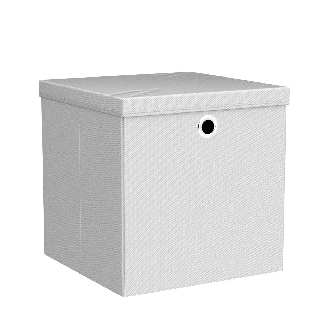 4er Set Faltbox Weiß 28 x 28 x 28 cm Aufbewahrungsbox faltbar mit Deckel