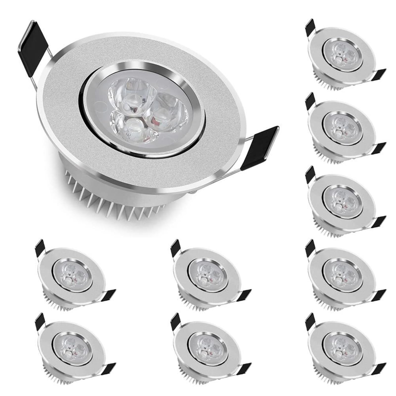 Reflektor LED Ultracienki, wpuszczany w sufit | Miniaturowe oświetlenie sufitowe 3 W do salonu | Oprawa typu retrofit z wycięciem w kształcie gałki ocznej o średnicy 55-6,10pcs-Warm light