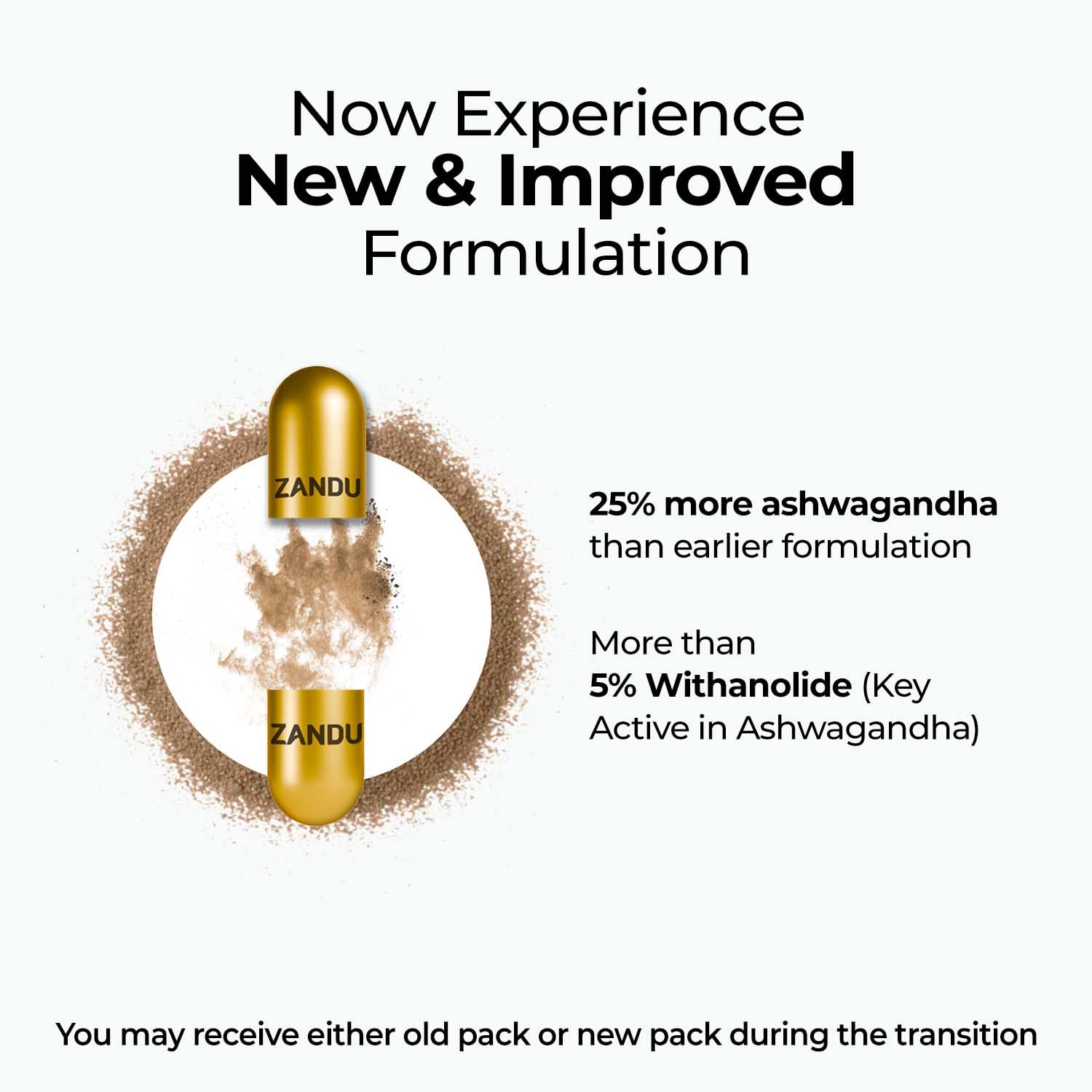 Zandu Ashwagandha Gold Plus I Reduces Stress & Cortisol, Improves Sleep and Muscle Recovery I Over 5% Withanolide Content | Scientifically Tested | 60 Caps