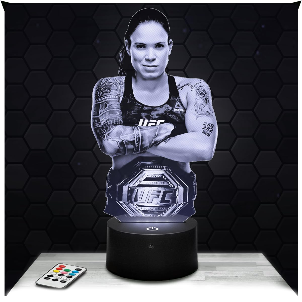Lampephoto.fr - Amanda Nunes The Lioness MMA 3D Lamp Decoration Free Martial Arts, Gift Idea for Men Amanda Nunes The Lioness MMA Adult Night Light Room Decor, Original Christmas, Gift idea for Men