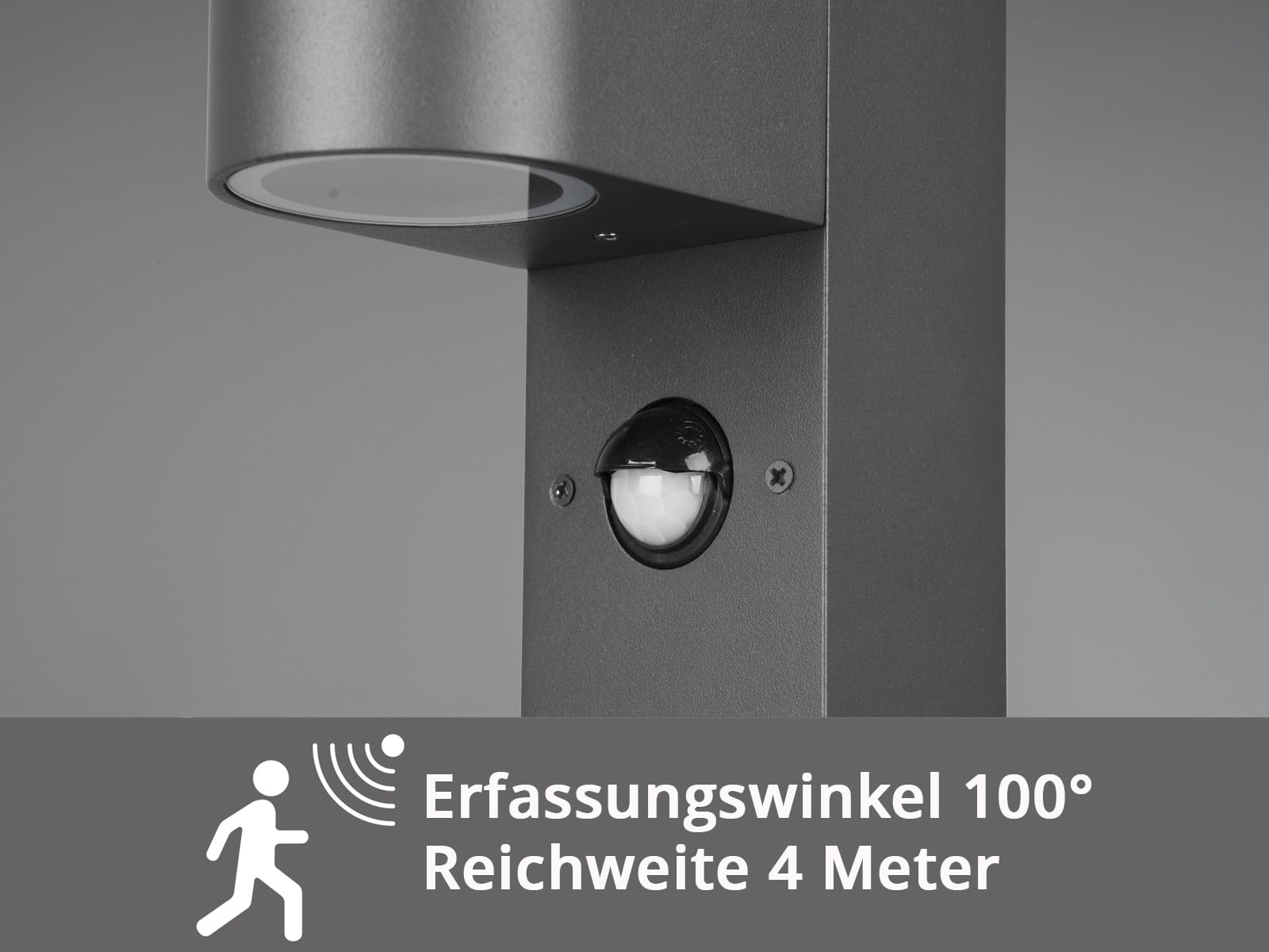 meineWunschleuchte Lampa cokołowa z czujnikiem ruchu z odlewu ciśnieniowego aluminium w kolorze antracytowym, wysokość 50 cm