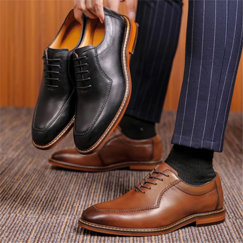 Retro Large Size Leather Shoes Men's Comfortable Rubber Soft Sole Business Formal Men Handmade Oxford Lace Up Shoes 5