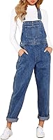 LookbookStore Women's Stretch Denim Bib Overalls - Casual Baggy Pocketed Jumpsuit Jeans with Adjustable Straps