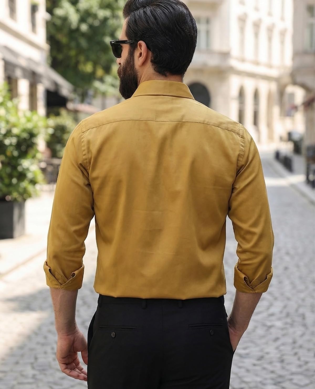 IndoPrimo Elegante camisa de satén para hombre, corte normal, estilo casual, estilo de diseñador, trabajo de piedra, fiesta, manga formal