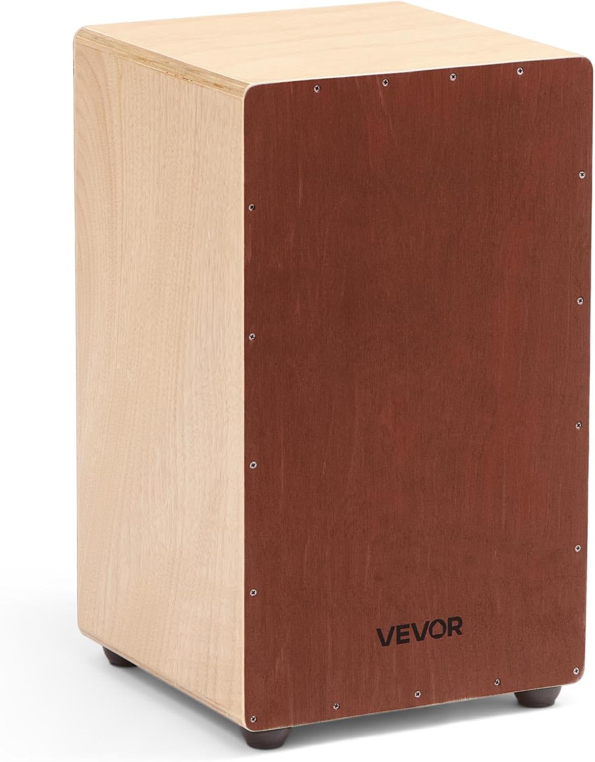 vevor large cajon box drum, with internal snare wires, lightweight wooden percussion box, birch wood drum musical instrument with silicone feet, for beginners and professionals, 12 x 12 x 20 inches