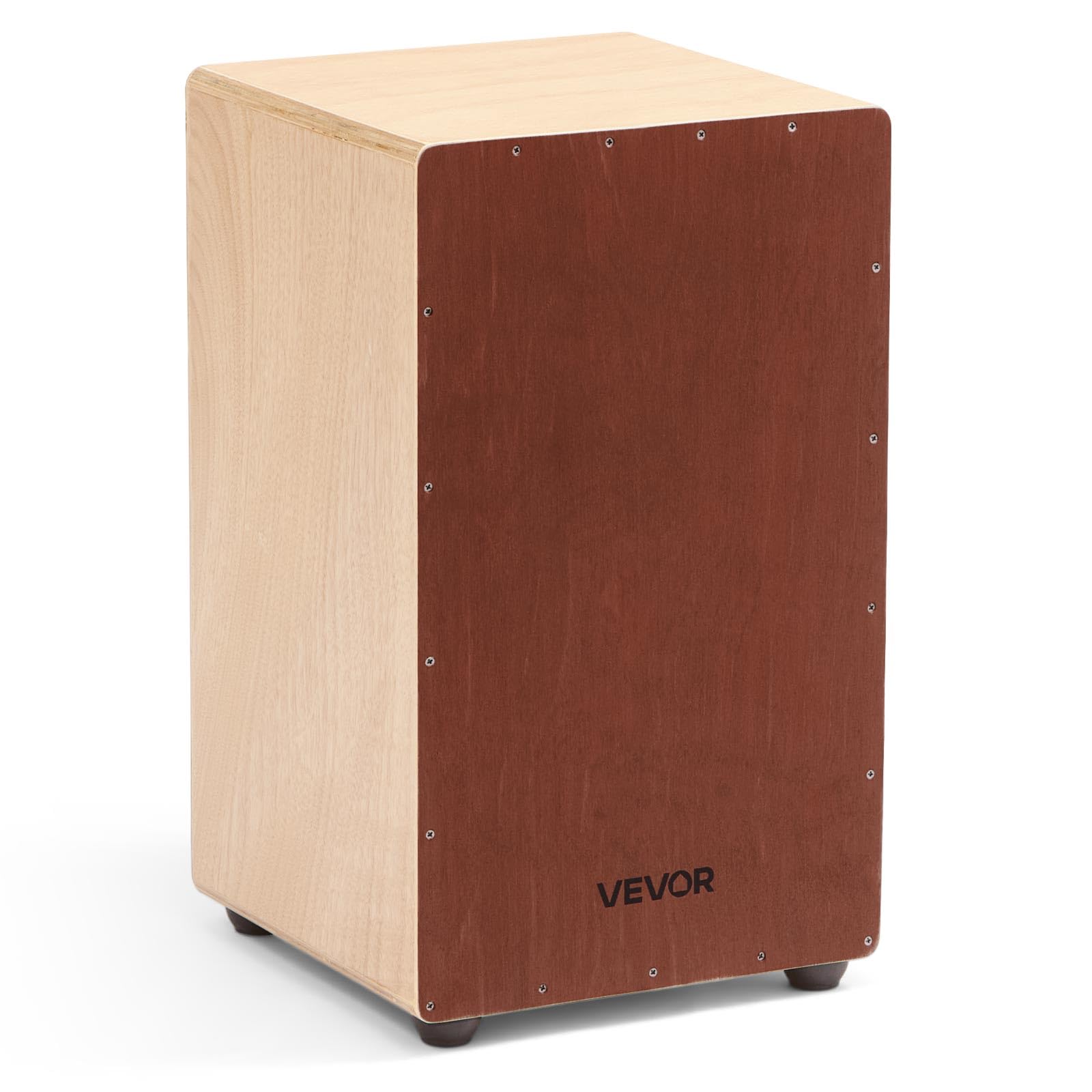 VEVOR Cajon Box Drum, Con Cordiere Rullanti Interni, Scatola di Percussioni in Legno Leggera, Strumento Musicale Portatile a Tamburo in Legno di Betulla con Piedini in Silicone, 305 x 305 x 508 mm