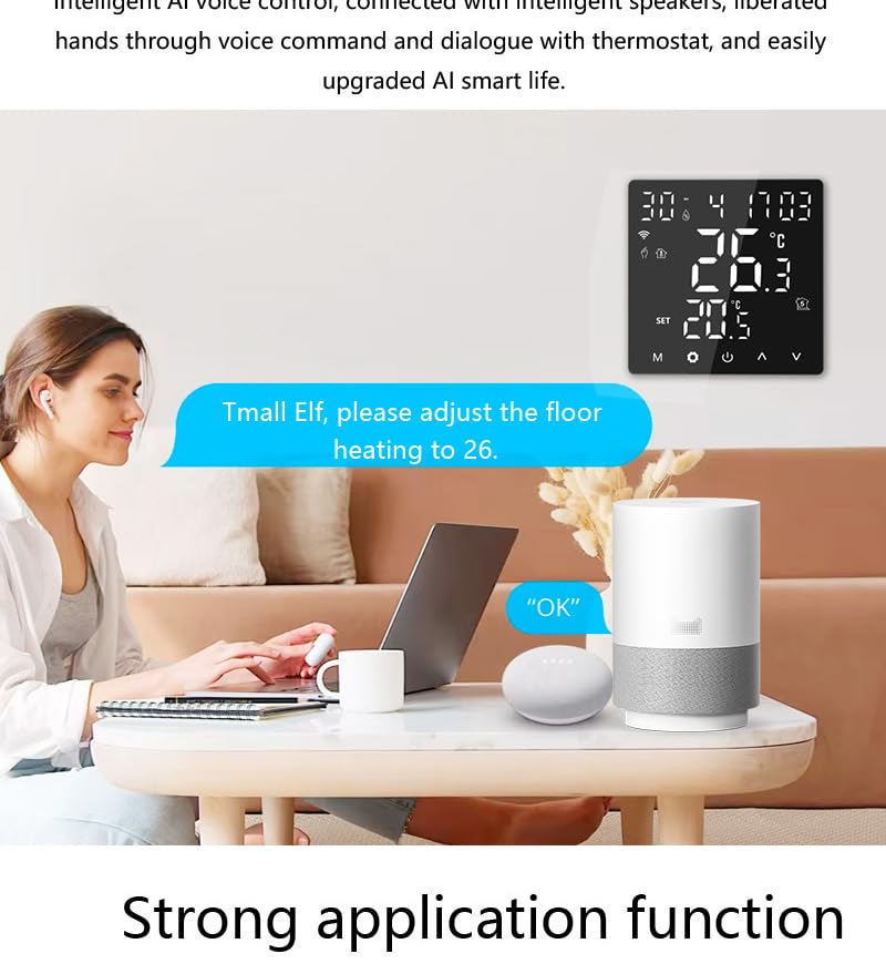 Zigbee Thermostat intelligent pour chauffage électrique au sol, programmable, économie d'énergie, application et commande vocale et télécommande, hub requis, fonctionne avec Alexa, 16 A.