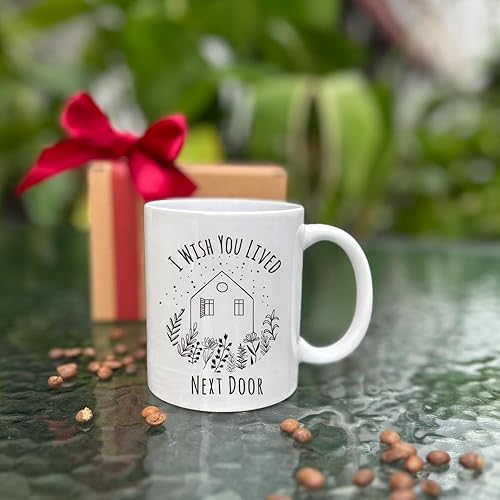 Miniatura 4 de MNEDLAD Taza con texto en inglés "I Wish You Lived Next Door", regalo de amistad, regalo sentimental de amistad de larga distancia para mujeres,