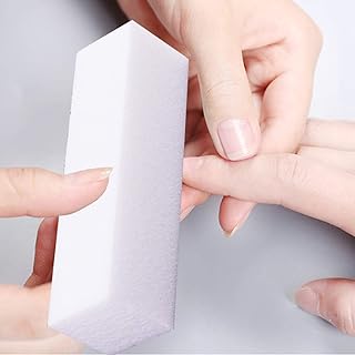 FRCOLOR 10 Pcs Limas de Unha Arte Buffer de Esponja de Unha Conjunto de Arquivos de Lixar Bloco para Salão de Casa Manicure Profissional Bloco de Polimento de Unhas (Branco)