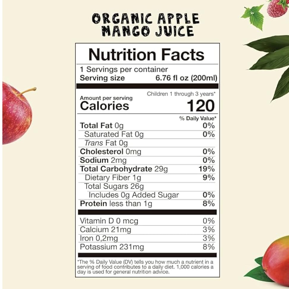 AMA TIME Organic Juice Boxes for Kids, 24 Pack | 6.76 fl oz Each | USDA Organic Juice with Vitamins A & C | No Added Sugar, Gluten-Free, Lunchbox & Snack Box Drinks (Apple & Mango) image 2